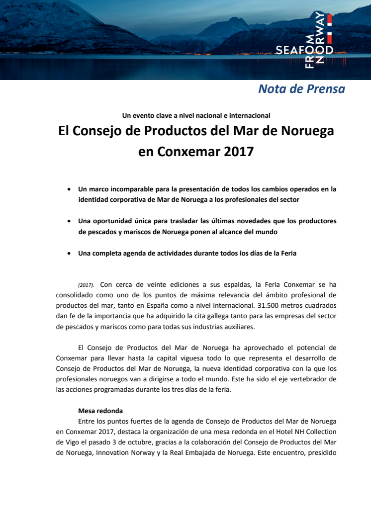 El Consejo de Productos del Mar de Noruega en Conxemar 2017