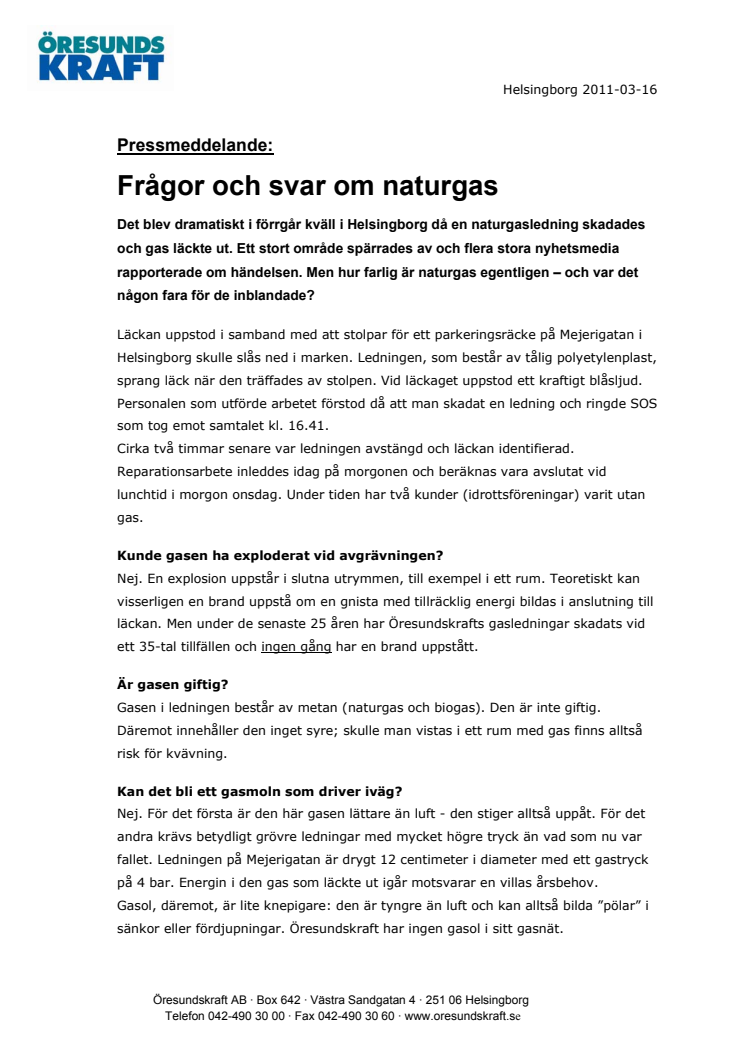 Frågor och svar om naturgas