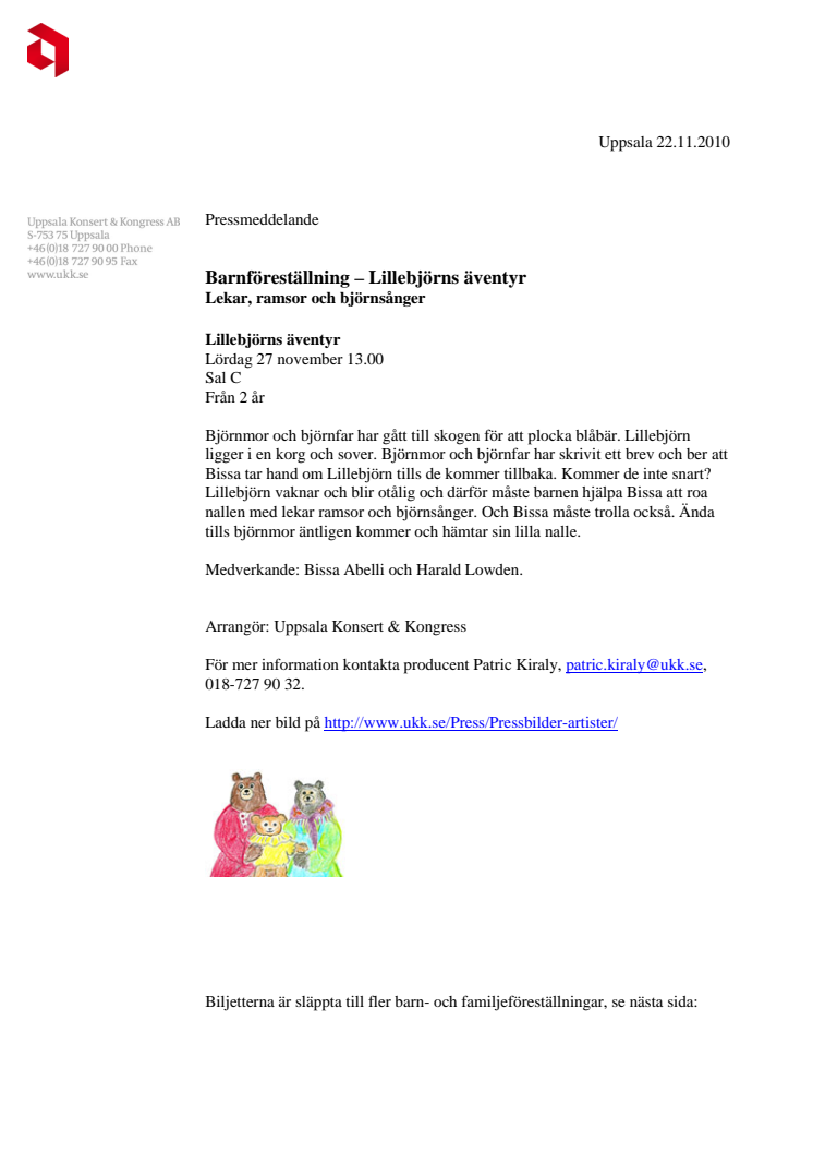 Barnföreställning – Lillebjörns äventyr 