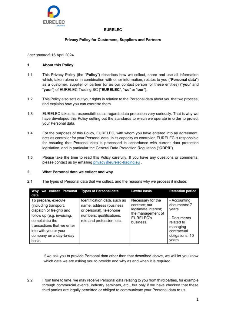 2024_EURELEC_Privacy Policy for Customers, Suppliers and Partners_FINAL_ENG.pdf