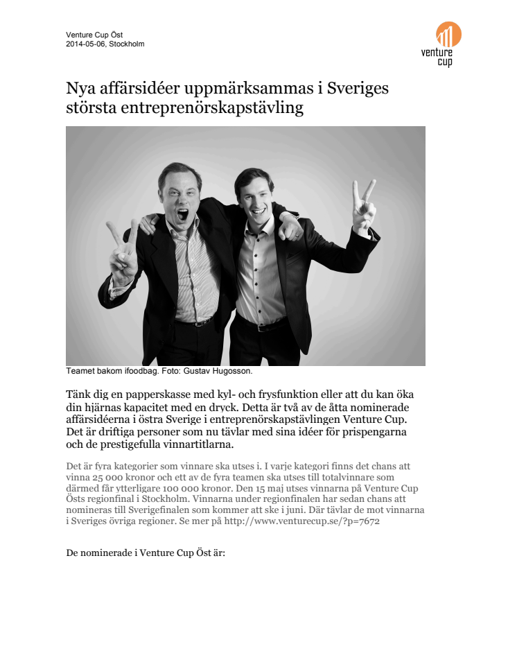 Nya affärsidéer uppmärksammas i Sveriges största entreprenörskapstävling