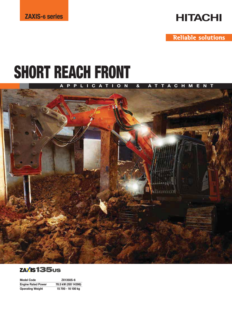 Broschyr  Delvator Hitachi ZX135US-6 SRF (Short Reach Front) 