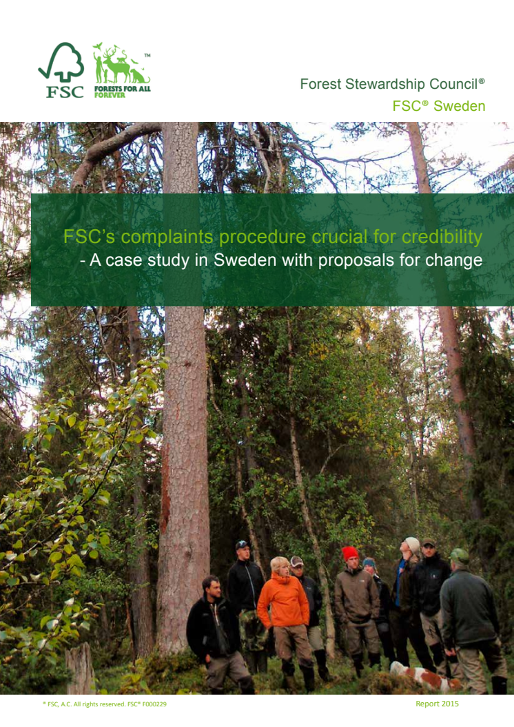 FSC’s complaints procedure crucial for credibility - A case study in Sweden with proposals for change