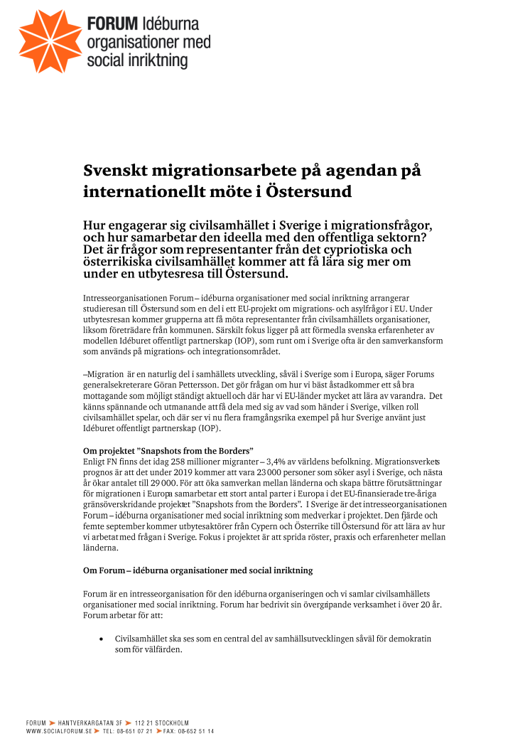 Svenskt migrationsarbete på agendan på internationellt möte i Östersund