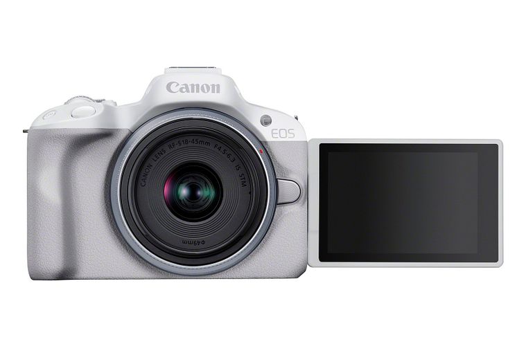 Canon EOS R50_White_The Front_RF-S18-45mm(SL)
