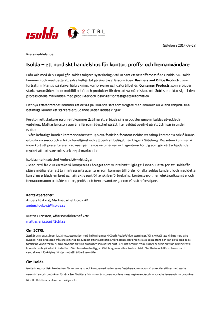 Isolda – ett nordiskt handelshus för kontor, proffs- och hemanvändare