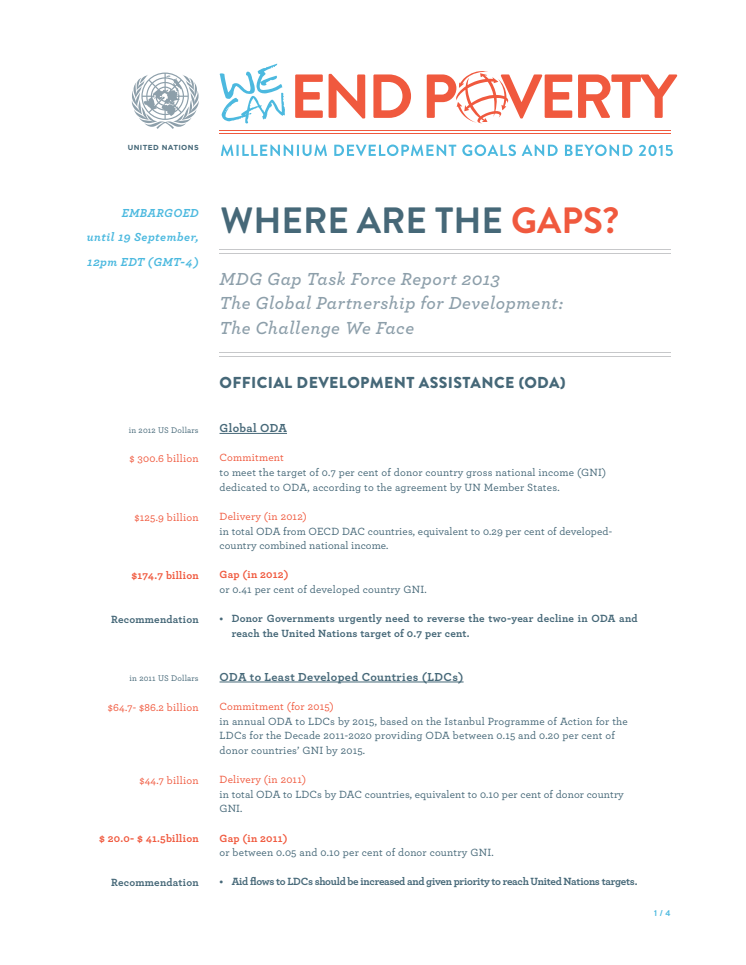 Fast Facts MDG Gap Task Force Report 2013