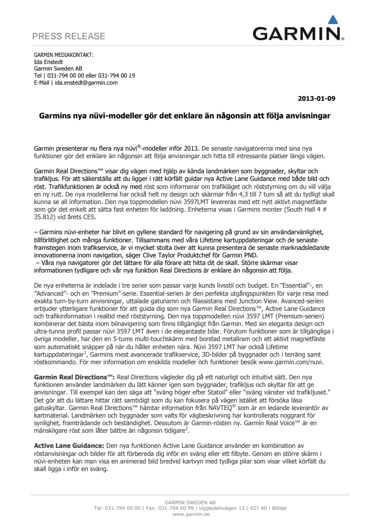 Garmins nya nüvi-modeller gör det enklare än någonsin att följa anvisningar
