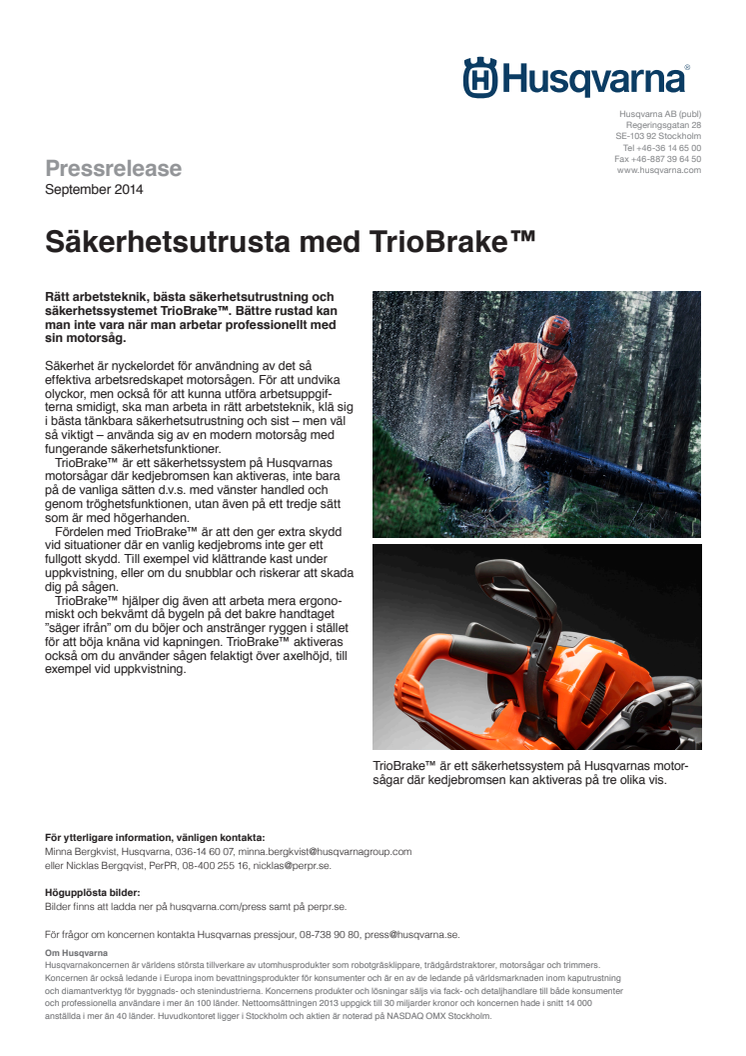 Säkerhetsutrusta med TrioBrake™