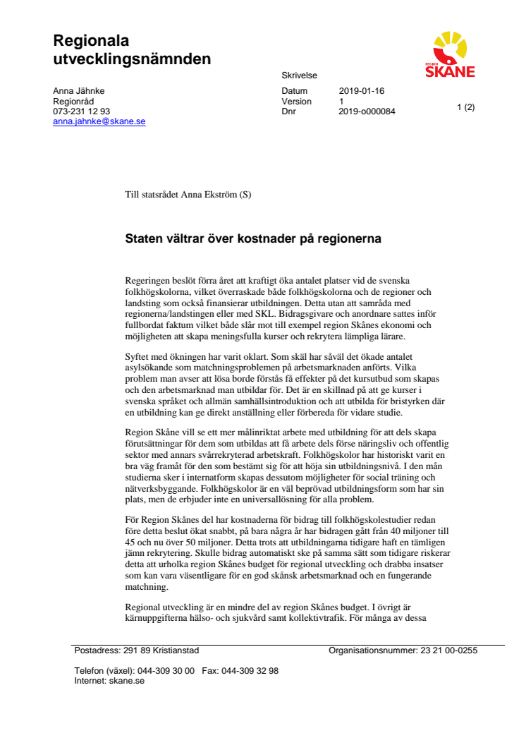 50 miljoner till skånska folkhögskolor 2019 