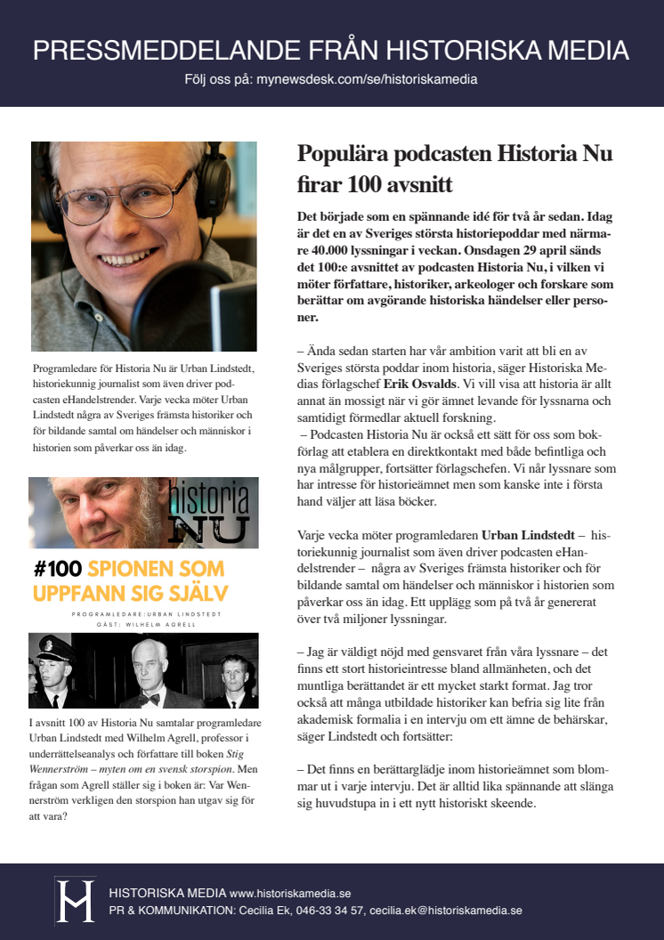 Populära podcasten Historia Nu firar 100 avsnitt!