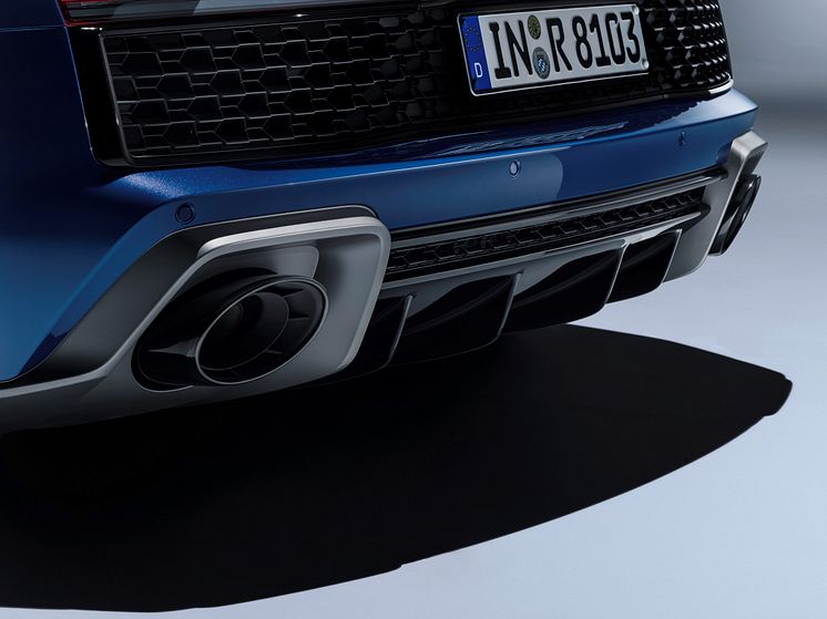Audi R8 Coupé (Ascari Blue metallic) close-up bagfra statisk billede fra studie