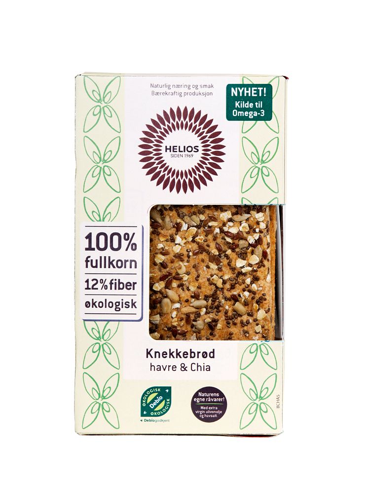 Helios knekkebrød havre og chia økologisk 200g