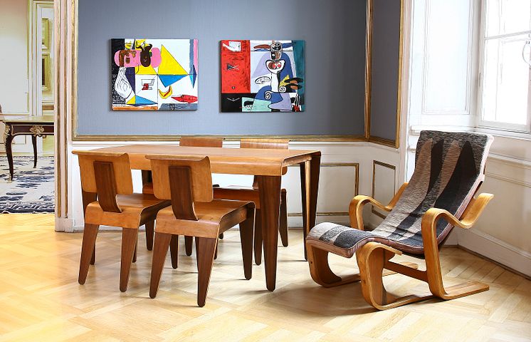 Møbler af Marcel Breuer og emaljemalerier af Le Corbusier