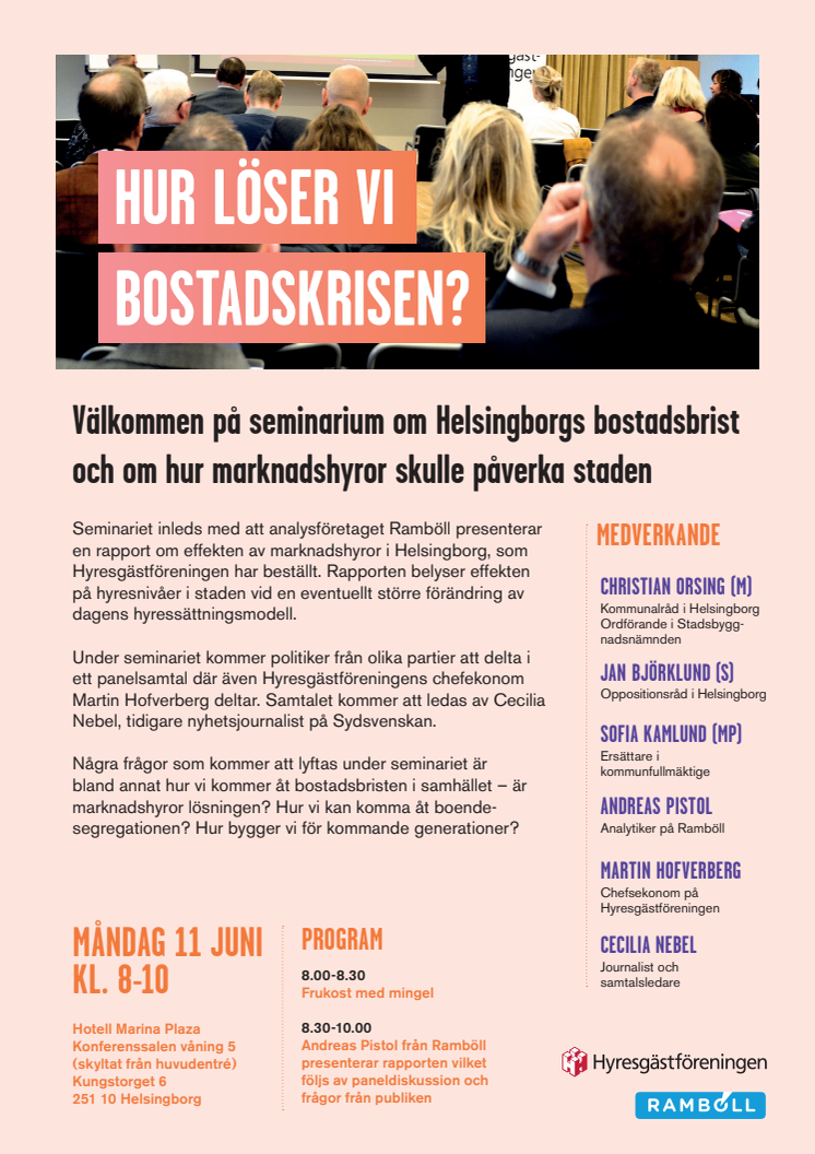 Seminarium om Helsingborgs bostadsbrist den 11 juni