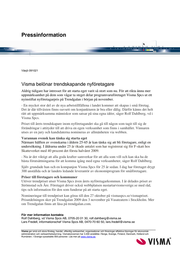 Visma belönar trendskapande nyföretagare