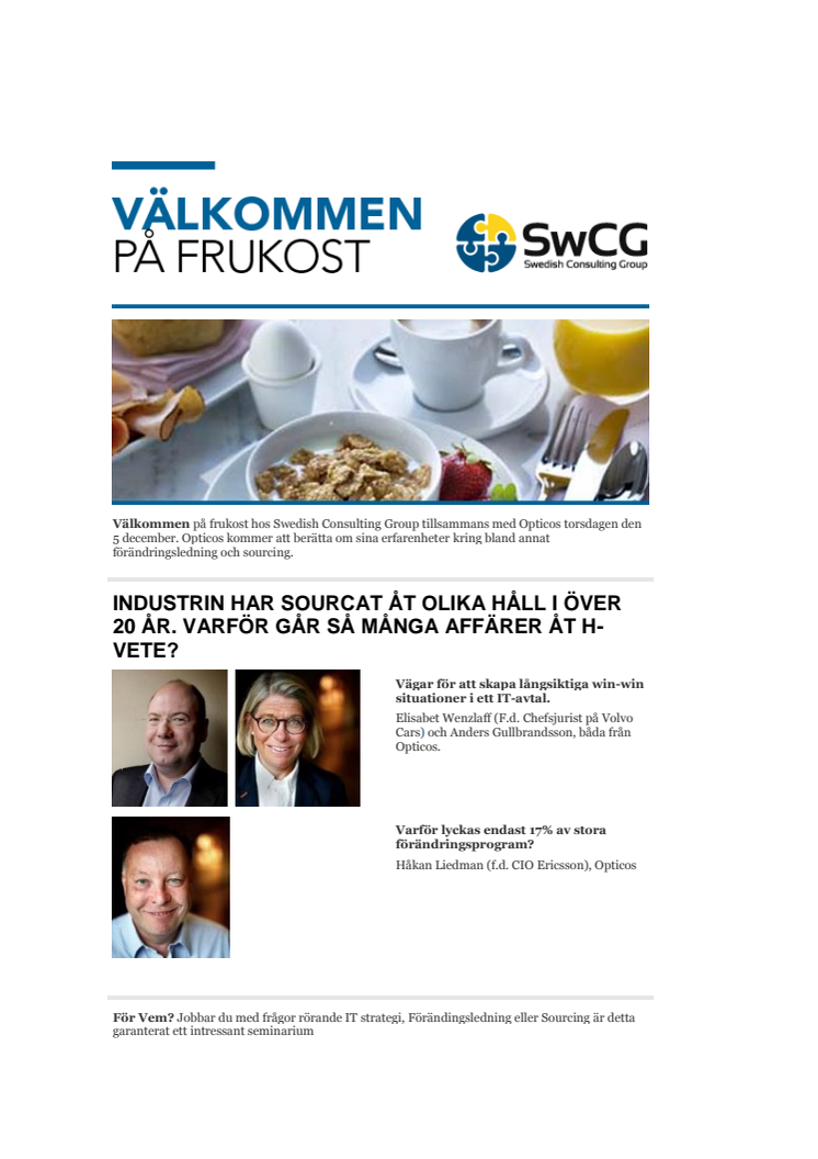 Välkommen på Frukostmöte!