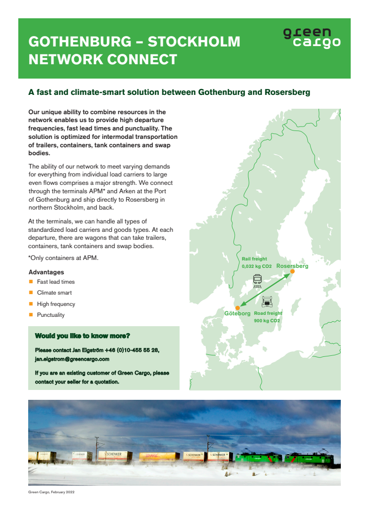 Direct route Gothenburg – Stockholm Network Connect