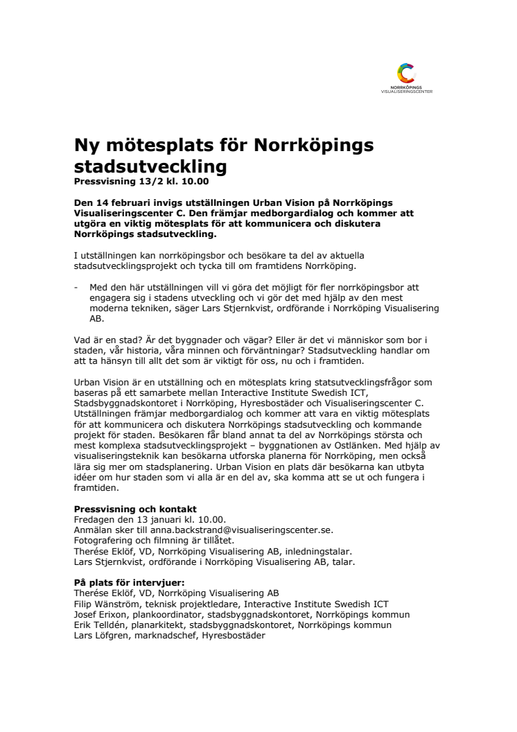 Ny mötesplats för Norrköpings Statsutveckling