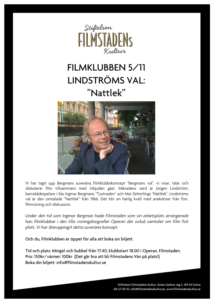 FILMKLUBBEN 5/11 LINDSTRÖMS VAL: ”Nattlek”