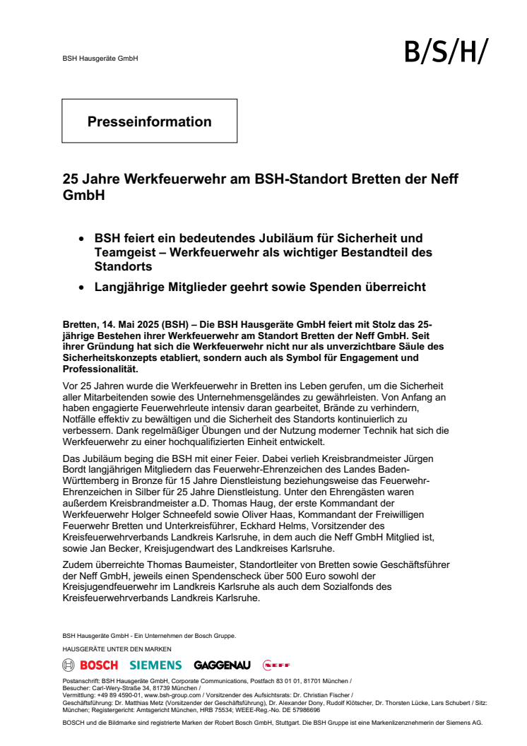 BSH_Presseinformation-25_Jahre_Werkfeuerwehr_Bretten