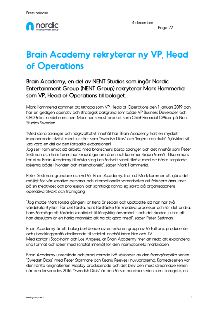 Brain Academy rekryterar ny VP, Head of Operations  