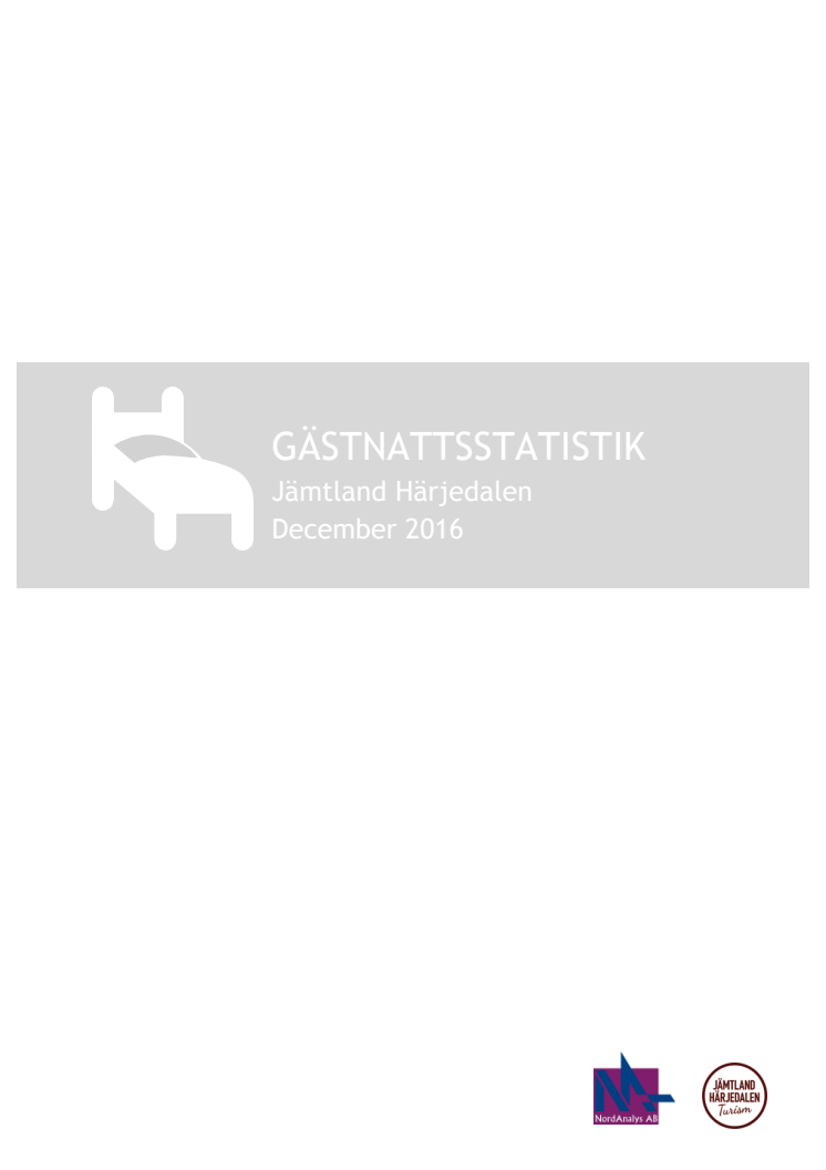 Preliminär gästnattsstatistik Jämtland Härjedalen 2016