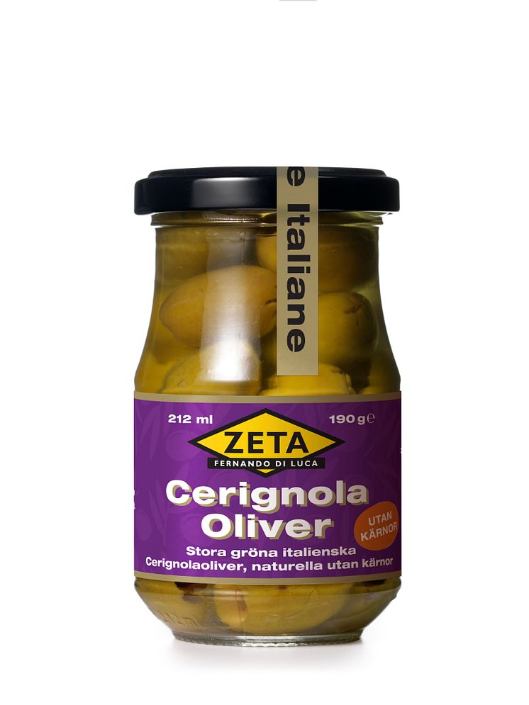 Zeta Cerignola - urkärnade, gröna delikatessoliver från Italien