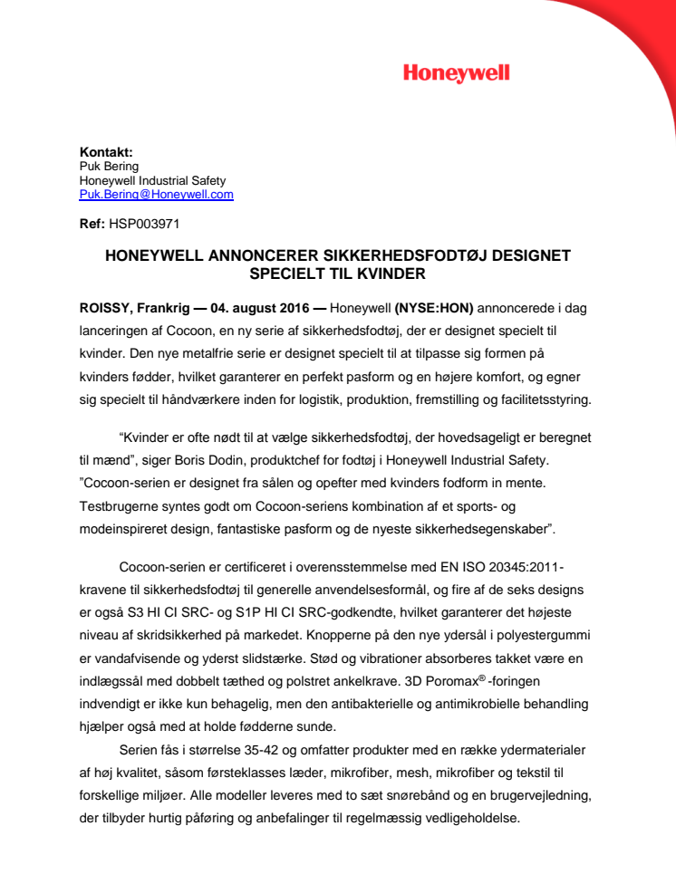 Honeywell annoncerer sikkerhedsfodtøj designet specielt til kvinder