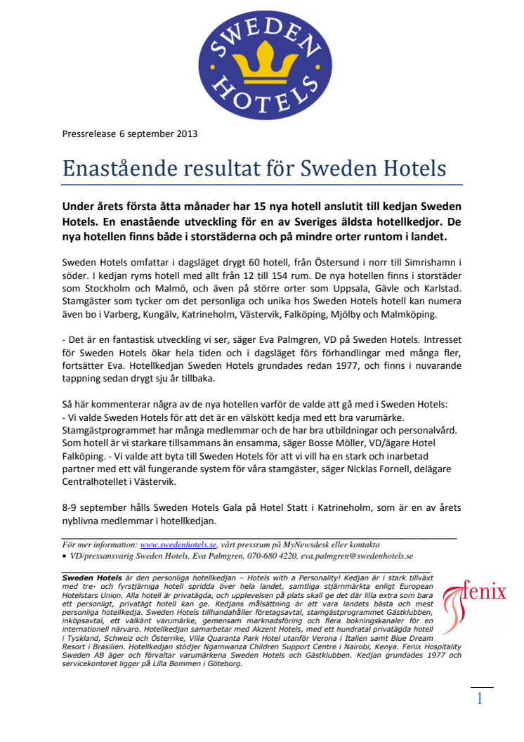 Enastående resultat för Sweden Hotels