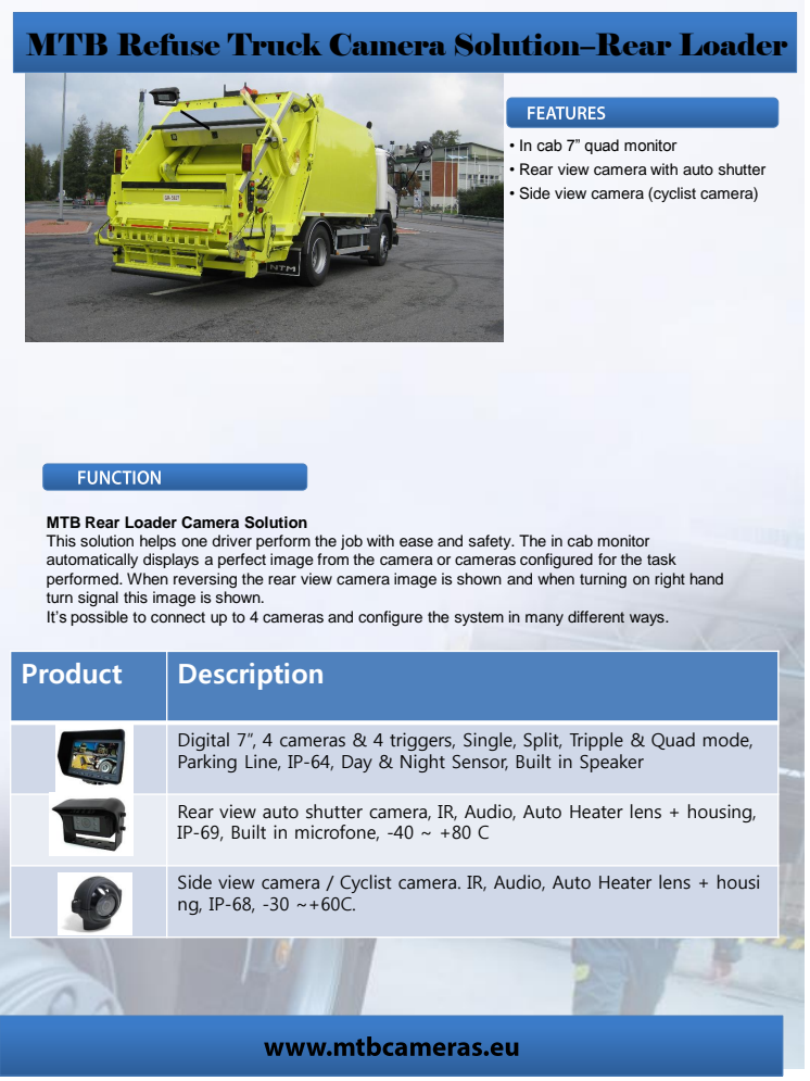 MTB Refuse Truck Camera Solution–Rear Loader