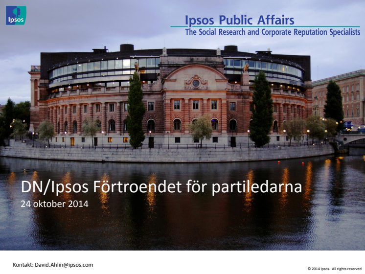 DN/Ipsos Förtroendet för partiledarna - Kraftigt ökat förtroende för Centerpartiets Annie Lööf