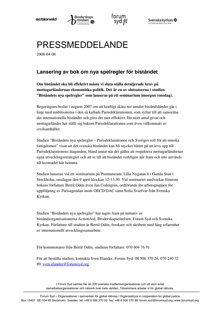 Nya spelregler för biståndet-boklansering