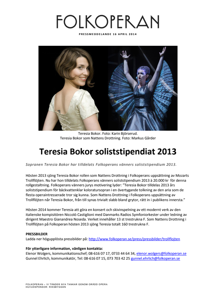 Teresia Bokor soliststipendiat 2013