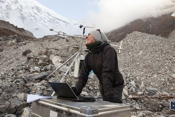 Francesca Pellicciotti on a debris covered glacier