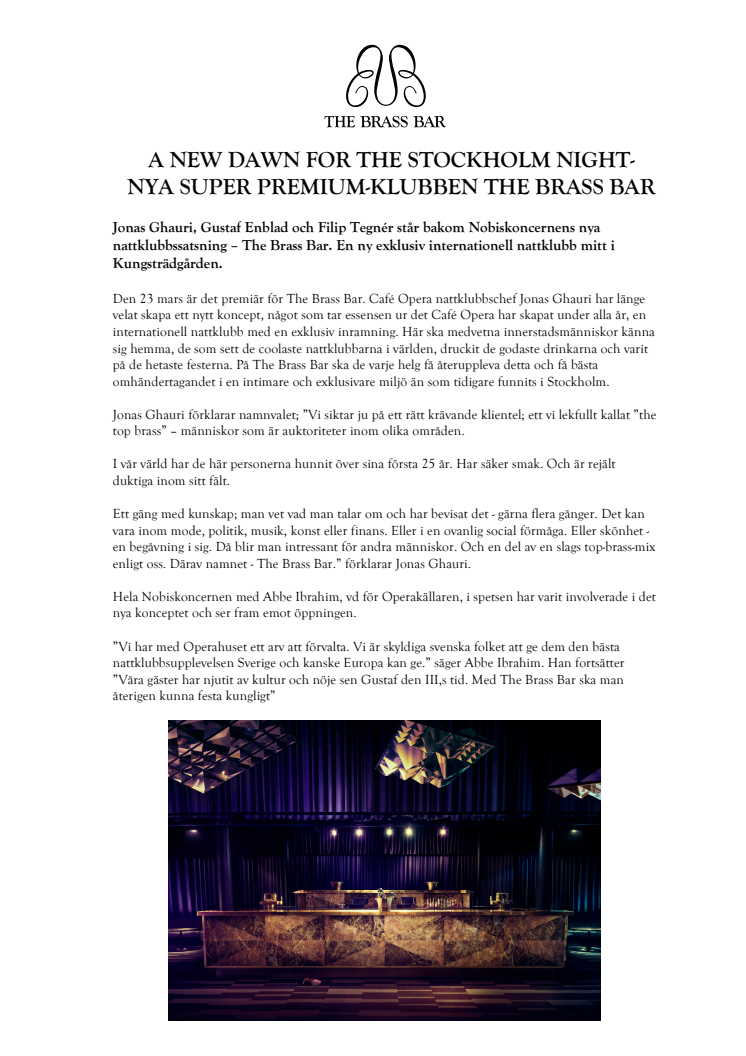 Nya Super Premium-klubben The Brass Bar