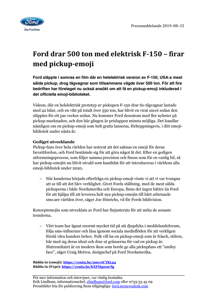 Ford drar 500 ton med elektrisk F-150 – firar med pickup-emoji