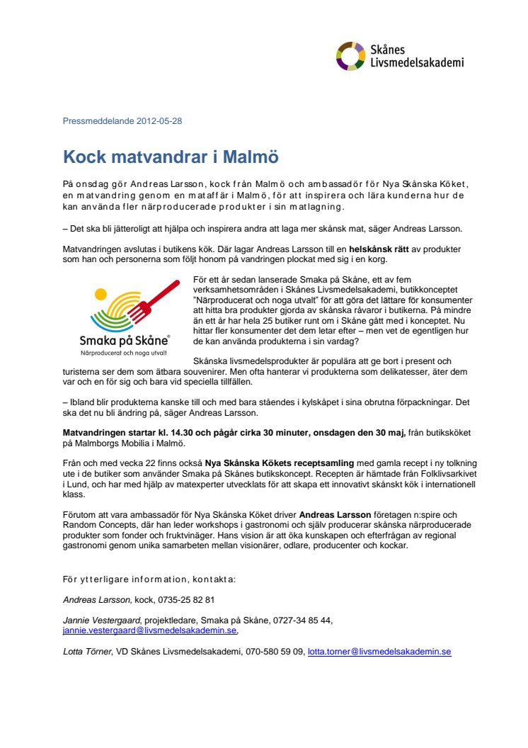 INBJUDAN - Kock matvandrar i Malmö