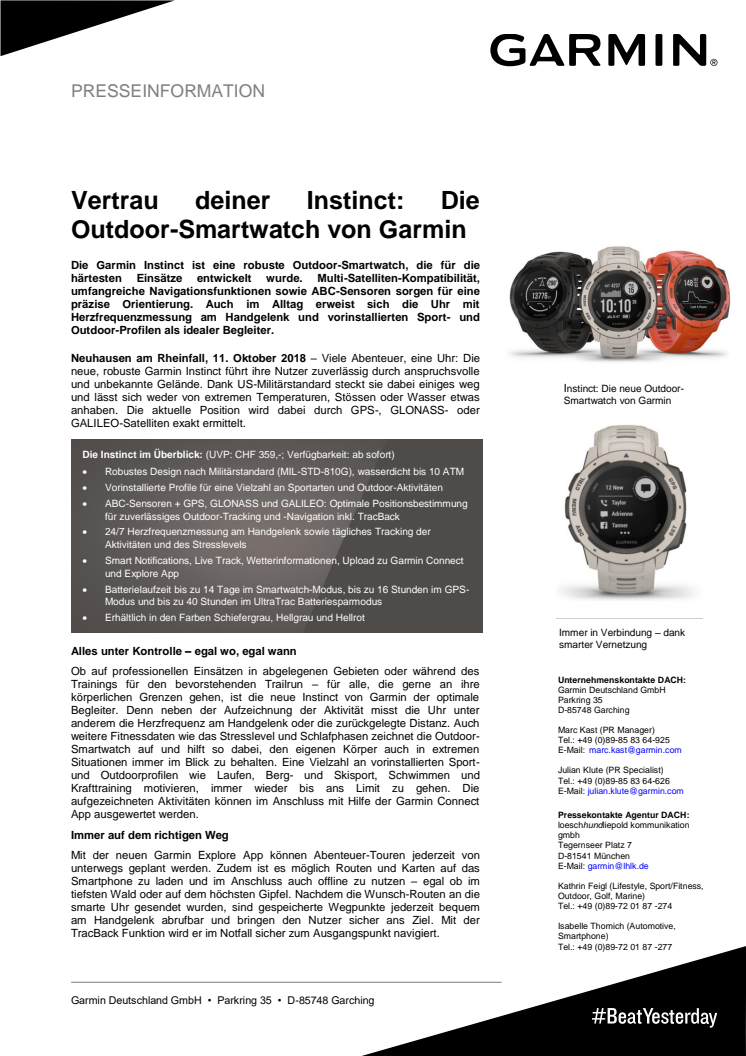 Vertrau deiner Instinct: Die Outdoor-Smartwatch von Garmin