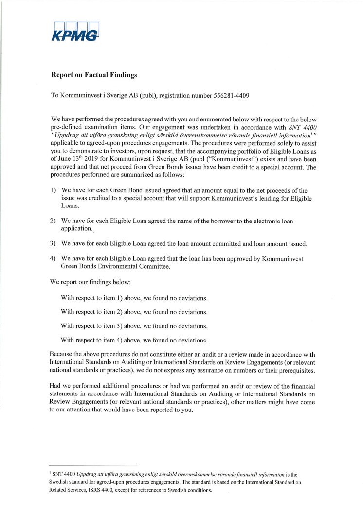 Kommuninvest Green Bonds Assurance Report 2019