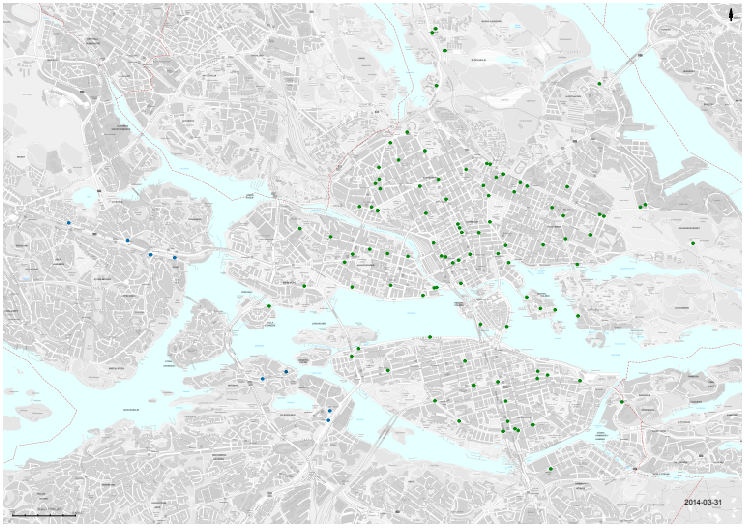 Befintliga lånecykelstationer