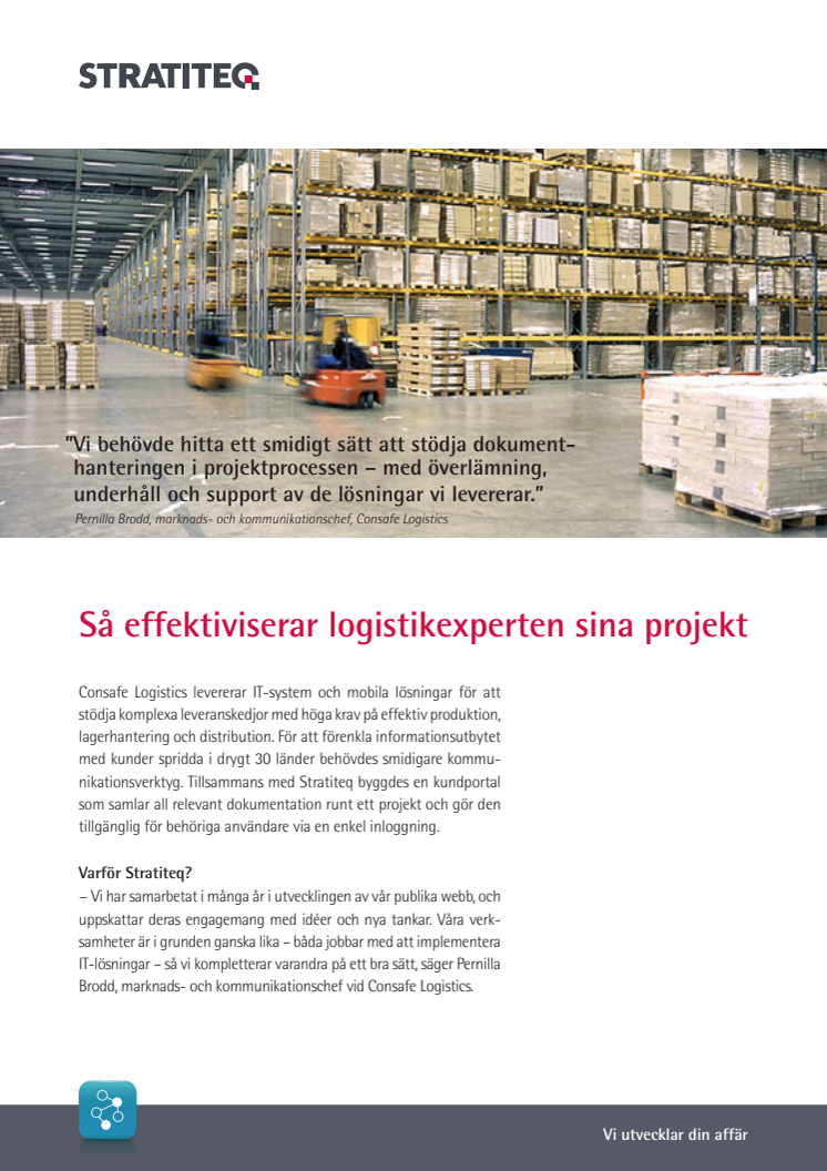 Consafe Logistics effektiviserar sina projekt