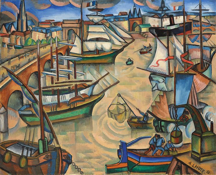 André Lhote, Hamnen i Bordeaux, 1912. Olja på duk, 106 x 131 cm.
