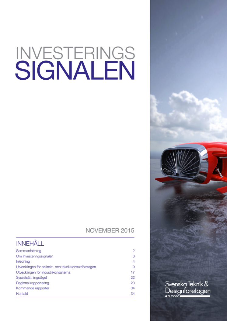 Investeringssignalen november 2015: Två företag av tre i konsultsektorn behöver nyanställa