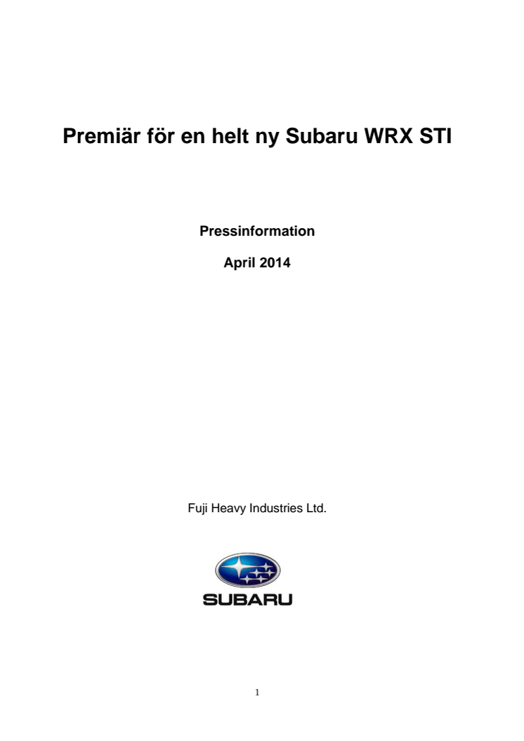 Pressinformation WRX STI MY15