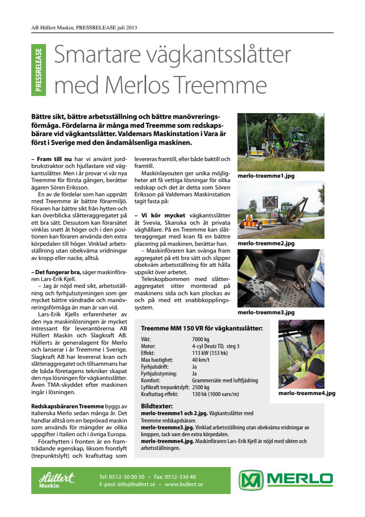 Smartare vägkantsslåtter med Merlos Treemme