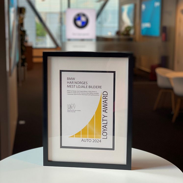 BMW Group Norway AutoIndex Loyalty Award 2024-diploma