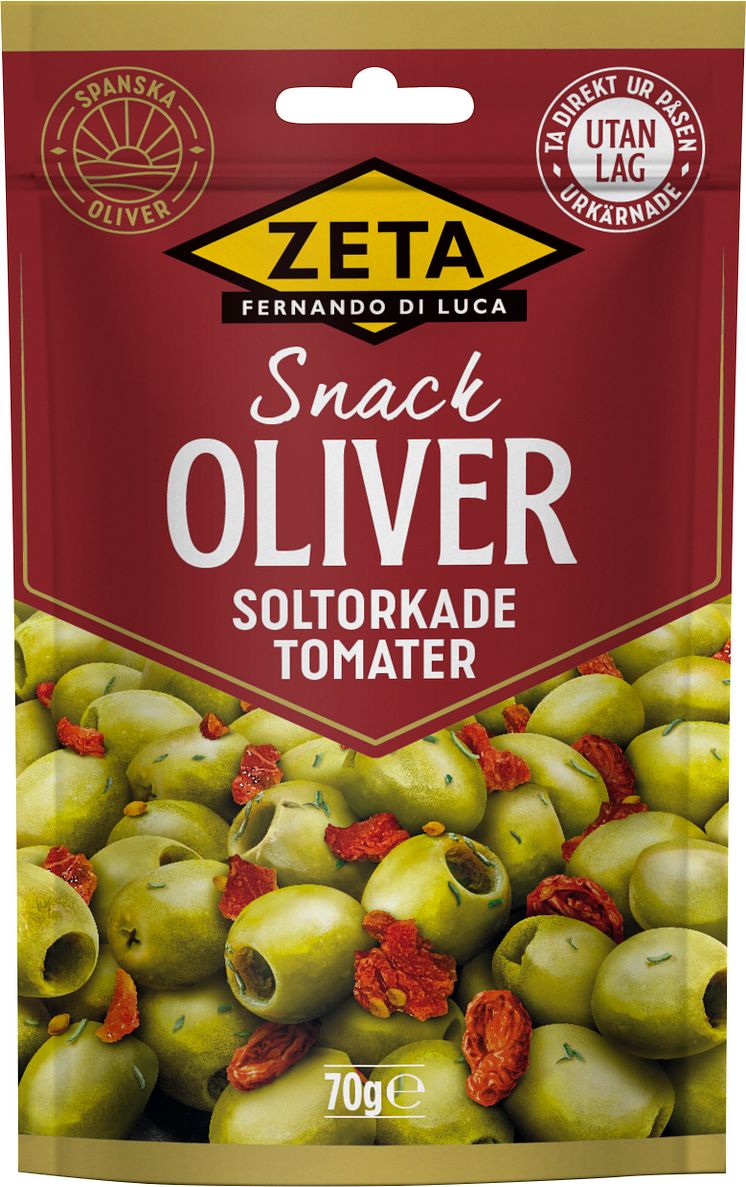 Zeta Snackoliver Soltorkade Tomater 70 g