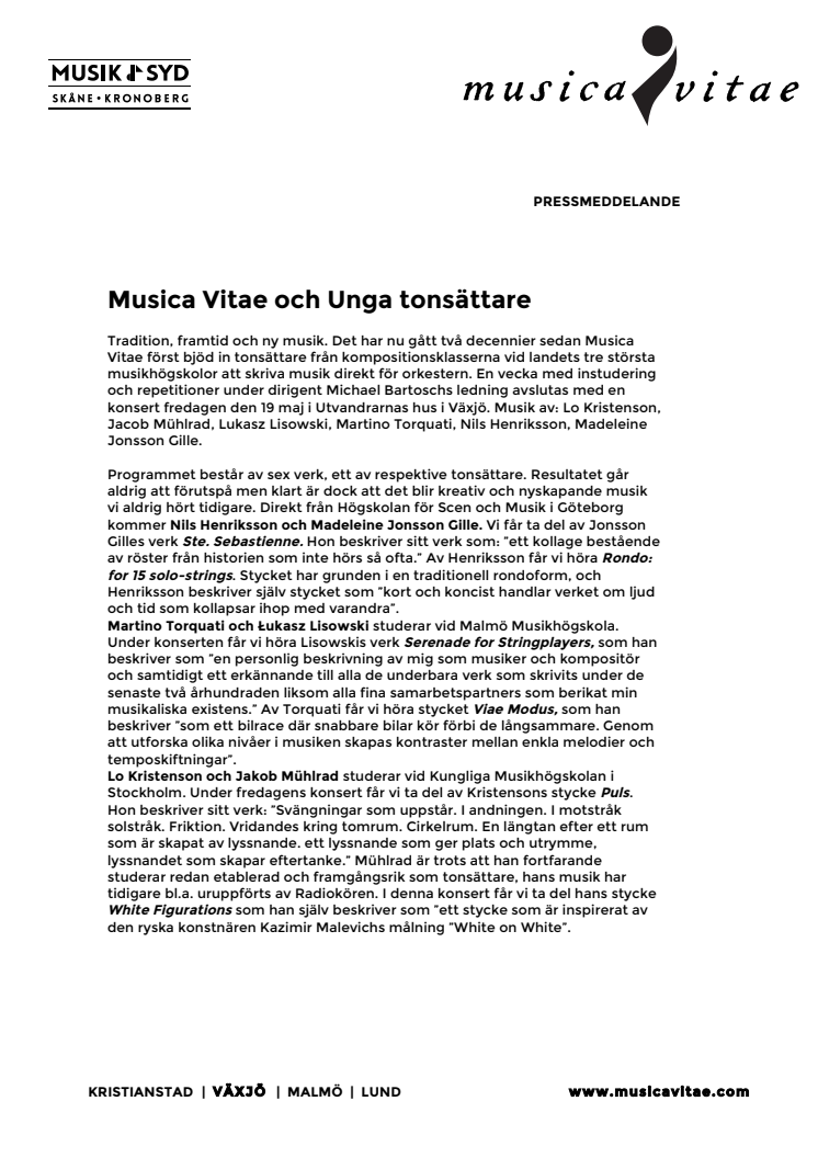 Musica Vitae och Unga tonsättare