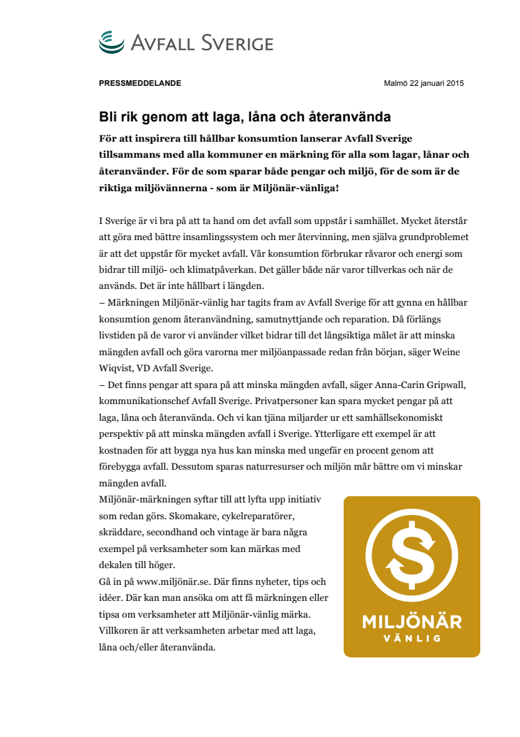 Bli rik genom att laga, låna och återanvända